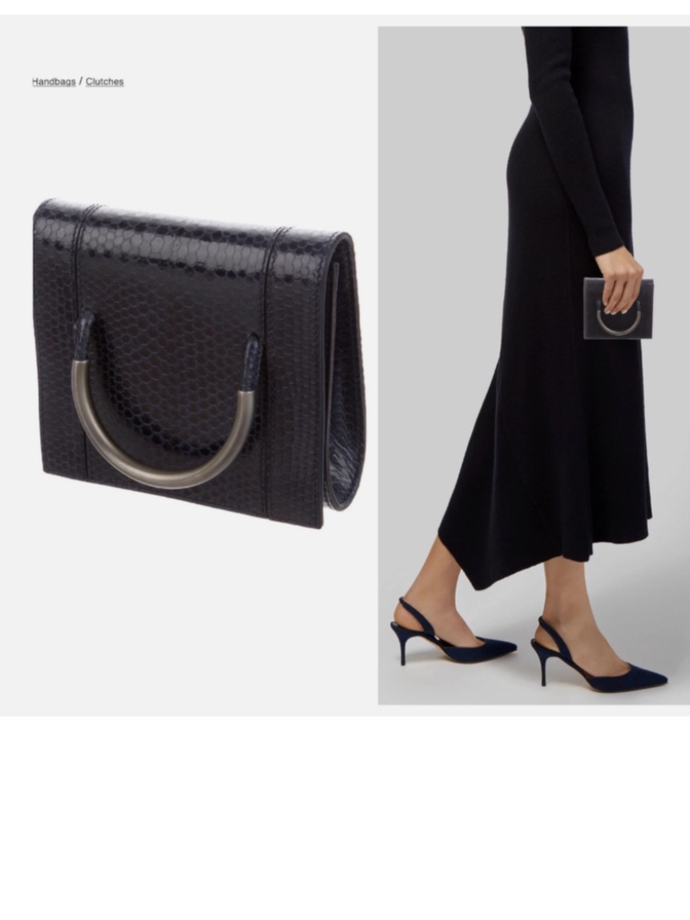 Jil Sander Embossed Leather Flap Clutch Navy